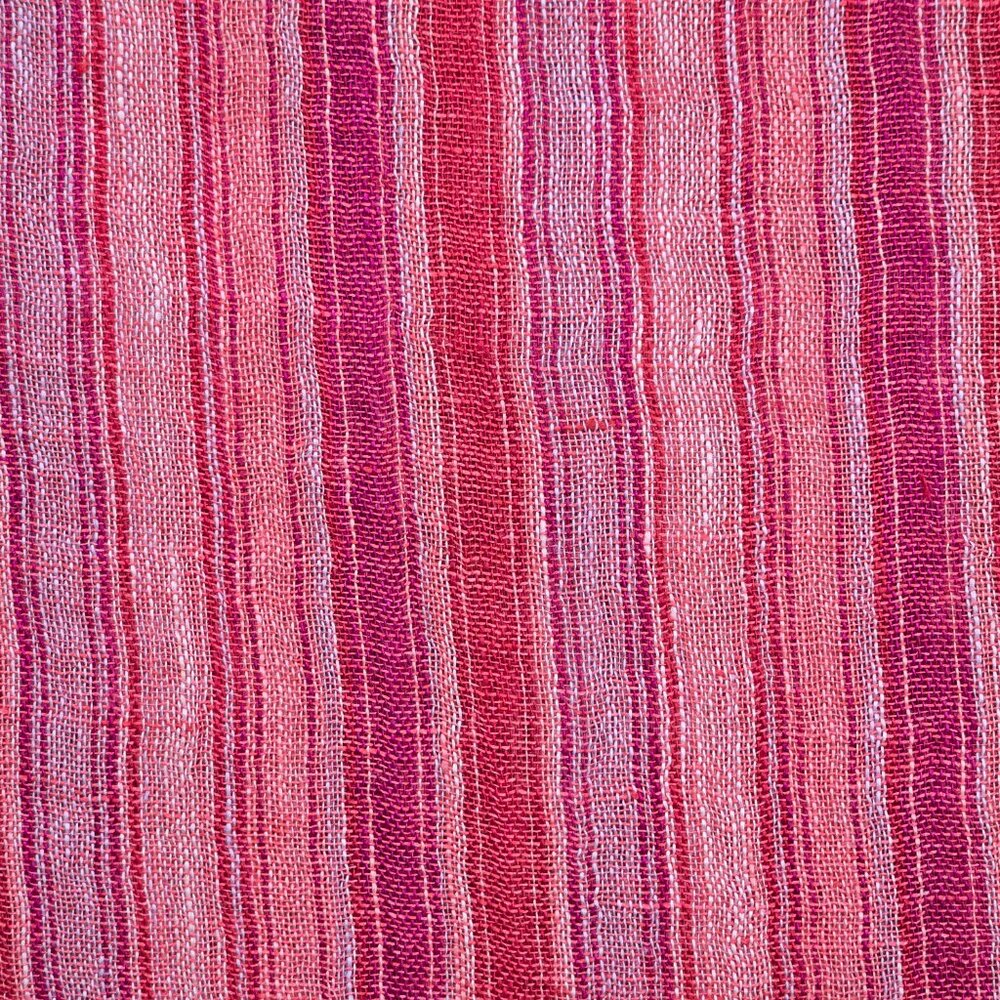 NWT Eddie Bauer 100% Linen Pink Red Stripe Scarf - Picture 4 of 7